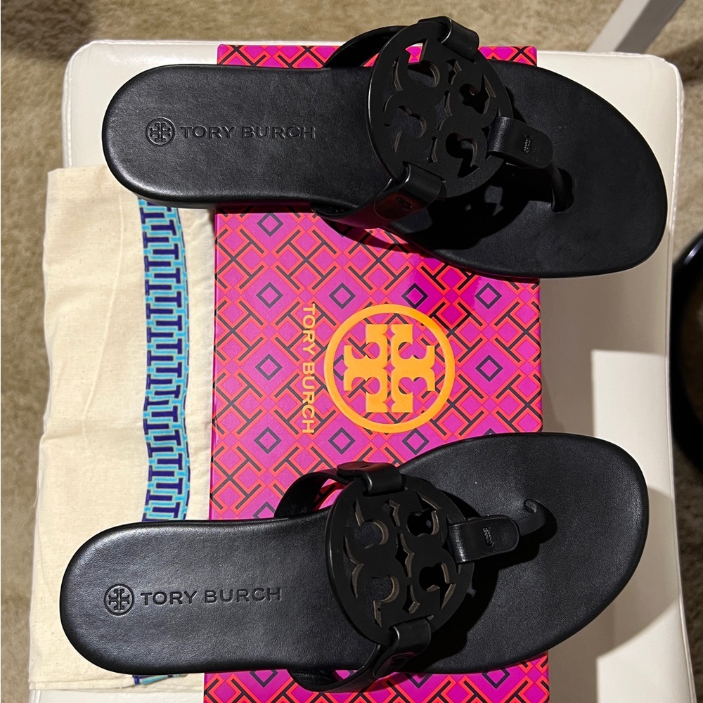 Tory Burch Black Miller Sandals.